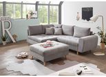 Ecksofa ED EXCITING DESIGN "Alice L-Form", grau (hellgrau), B:249cm H:94cm T:175cm, 100% Polyester, Sofas, Ecksofa, mit Hocker & 3 Zierkissen
