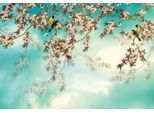 Fototapete KOMAR "Sakura - Größe 368 x 254 cm", bunt (blau, rosa, weiß), B:368m L:254m, Papier, Tapeten, Wohnzimmer, Schlafzimmer