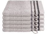 Waschhandschuh SCHIESSER "Skyline Color aus 100 % Baumwolle mit eleganter Streifenbordüre", grau (hellgrau), B:16cm L:22cm, Frottier, Handtücher, MADE IN GREEN by OEKO-TEX