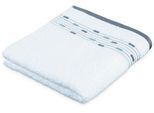 Handtuch MÖVE FOR FROTTANA "Magic Uni", weiß (snow), B:50cm L:100cm, Walkfrottee, Obermaterial: 100% Baumwolle, Handtücher, mit Bordüre aus kleinen Rechtecken