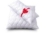 Microfaserkissen JOHN COTTON "2für1, Kopfkissen, ein Kissen gratis, 40x80 cm, 80x80cm", weiß, B:80cm H:15cm L:80cm, Obermaterial: 100% Polyester, Kopfkissen, ergonomisch, strapazierfähig, hochwertig, Kissen im Spar-Set