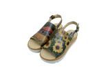 Sandalette DOGO "Gigi Sandale Sunflowers Damen Sandalen", Damen, Gr. 38, Normalschaft, bunt (natur), Lederimitat, Schuhe Sandalette, Handgefertigt