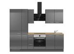 Küchenzeile NOBILIA ""Flash II"", grau (küche: grau, korpus: schiefergrau, arbeitsplatte: eiche sierra nachbildung), B:270,3cm H:216,6cm T:60cm, Komplettküchen-Sets, vormontiert, Ausrichtung wählbar, Breite 270 cm, wahlw. mit E-Geräten