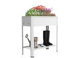 VCM Metall Hochbeet mit Ablage 80x35x80 cm, stehender Pflanzkasten für Balkon Terrasse Garten, Blumenkasten auf Beinen, Balora XL