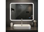 CLP Badspiegel Jericho mit Beleuchtung, Bluetooth-Lautsprecher, Anti-Beschlag Badezimmerspiegel, Wandspiegel LED dimmbar, 3 Licht-Modi
