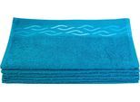 Seiftuch DYCKHOFF "Wave", blau (petrol), B:30cm L:30cm, Baumwolle, Waschlappen, mit Jacquard-Bordüre