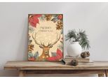 Alu-Dibond-Druck QUEENCE "Hirsch", braun (farbe bild(er): braun), B:20cm H:30cm T:0,2cm, Alu Dibond, Bilder, Blätter, Tannenzweige, Schild