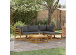 vidaXL 5-tlg. Garten-Lounge-Set mit Auflagen Massivholz Akazie
