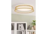EGLO Deckenleuchte "LUPPINERIA", braun (braun, weiß weiß), 1, Ø 45cm H: 9,5cm, 1 Stk., Leuchten, Deckenlampe, Kunststoff in Weiß und Bambus in Natur, Lampe, Ø 45 cm, Deckenleuchte