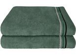 Duschtücher SCHIESSER "Skyline Color aus 100 % Baumwolle mit eleganter Streifenbordüre", grün (dunkelgrün), B:70cm L:140cm, Frottier, Frottier, Handtücher, MADE IN GREEN by OEKO-TEX