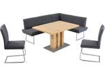 Essgruppe K+W KOMFORT & WOHNEN "Santos III", grau, B:205cm H:86cm T:158cm, Sitzmöbel-Sets, Essgruppe, gepolsterte Eckbank und Stühle, langer Schenkel rechts oder links