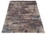 Teppich MUSTERRING "ANGELES PILANO", blau (braun, beige, blau), B:200cm H:10mm L:300cm, Viskose, Teppiche, Teppich, exlcusive MUSTERRING DELUXE COLLECTION, Bambus-Viskose feine Knüpfung