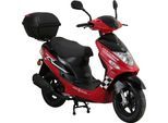 Motorroller ALPHA MOTORS "CityLeader", rot (rot, schwarz), Motorroller, 45 km/h, inkl. Topcase, B:68cm H:105cm L:183cm