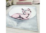 Kinderteppich AYYILDIZ TEPPICHE "Bambi 850", pink, B:200cm H:11mm L:290cm, Kunstfaser, Teppiche, Kinderteppich, auch in rund, Rehkitz Motiv, Kurzflor