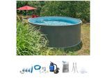 Rundpool KONIFERA "NIZZA 3", grau (anthrazit, grau), H:120cm Ø:450cm, Schwimmbecken, Rundpool, zum Aufstellen, in verschiedene Größen verfügbar