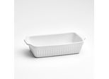 Auflaufform VAN WELL "Backform rechteckig, 29,8 x 16 x 6,4 cm, mit Rillenstruktur", weiß, B:30cm L:16cm, Keramik, Auflaufformen, weiß, spülmaschinen- und mikrowellenfest