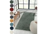 Hochflor-Läufer "My Shaggy", grün (hellgrün), B:80cm H:37mm L:200cm, Polypropylen (PP), MYFLAIR MÖBEL & ACCESSOIRES, Teppiche, Shaggy, Uni Farben, leicht glänzend, Microfaser, extra flauschig