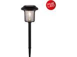 LED Solarleuchte NÄVE "Simon", schwarz, H:54,7cm Ø:14,6cm, Leuchten, Spieß schwarz, strukturierter Glasschirm, H: 54,7cm, Dämmerungssensor