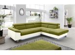 Ecksofa COTTA "Komaris L-Form, B: 249 cm", beige (creme, grün), B:249cm H:72cm T:100cm, Microfaser PRIMABELLE (100% Polyester);Kunstleder SOFTLUX;Feinstruktur (100% Polyester);Kunstleder SOFTLUX/Struktur (100% Polyester);NaturLEDER, Sofas, Ecksofa, mit Kopfteilverstellung, optional Bettfunktion, Bettkasten & Licht