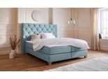 Boxspringbett HOME AFFAIRE "Harmones hoch", grün (mint), B:203cm L:210cm, Struktur (100% Polyester), Komplettbetten, Boxspringbett, in 3 Breiten, Härtegrad auch im Mix mit je 1 Matratze in H2 und H3