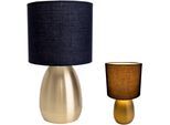 NÄVE Tischleuchte "Aurum", gold, 1, Ø 17,5cm H: 33cm, 1 Stk., Leuchten, 1xE14, Textilschirm schwarz, Fuß gold, Höhe 33cm, Zuleitung 150cm, Tischleuchte