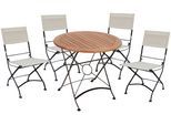 Garten-Essgruppe GARDEN PLEASURE "TRIEST", braun (braun, beige, schwarz, beige, schwarz), B:180cm H:89cm T:180cm, FSC-zertifiziertes Massivholz, Kunststoff, Stahl, Sitzmöbel-Sets