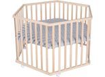 Laufgitter ROBA "Style, buche, 6-eckig", Baby, braun (buche), Laufställe Laufgitter, mit Schutzeinlage und Nestchen