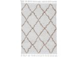 Hochflor-Teppich CARPETFINE "Eddy", beige, B:200cm H:30mm L:290cm, Polyester, Teppiche, Fransenteppich, Shaggy, auch als Läufer und in quadratisch, mit Fransen, Wohnzimmer