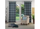 Vorhang WIRTH "Benewitz" Gr. 3, blau (petrol), B:132cm H:175cm, Jacquard, Baumwolle, Polyester, Gardinen