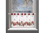 Gardine DELINDO LIFESTYLE "Weihnachten" Gr. 2, rot (rot, weiß), B:120cm H:45cm, Polyester, Gardinen, Gardine, mit Schlaufenaufhängung, für die Küche