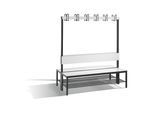 C+P Doppelseitige Garderobenbank mit Rückenlehne, Basic Plus, H1650xB1500xT760mm, Gestell Schwarzgrau / Dekor Weiß (8061-210) ; C + P Möbelsysteme (8061-210|S10000)