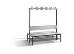 C+P Doppelseitige Garderobenbank mit Rückenlehne, Basic Plus, H1650xB1500xT760mm, Gestell Schwarzgrau / Dekor Silbergrau (8061-210) ; C + P Möbelsyste (8061-210|S10001)
