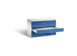 C+P Flachablageschrank Serie 7100_7200, H760xB1100xT765mm, Front Enzianblau, Korpus Lichtgrau (7101-100) ; C + P Möbelsysteme (7101-100|S10185)