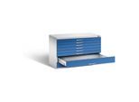 C+P Flachablageschrank Serie 7100_7200, H760xB1100xT765mm, Front Enzianblau, Korpus Lichtgrau (7101-200) ; C + P Möbelsysteme (7101-200|S10207)