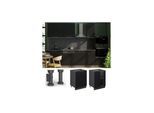 Vicco Unterschrank Fame-Line Anthrazit Schwarz gestreift 60 cm mit Arbeitsplatte Anthrazit