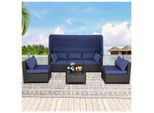 HTI-Living Loungemöbel Blau/Braun 6-teiliges Set