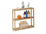 Relaxdays Badregal , Hellbraun , Holz , 60x54x15 cm , Badezimmer, Badezimmerregale, Badregale
