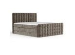 Maison de Reve Boxspringbett Velouria Braun 200/200 cm , Textil , Buche, Kiefer , H3 + H4 , 7-Zonen , Höhe ca. 40 cm , 200x200 cm , Handmade in Europe, Oeko-Tex® Standard 100, FSC 100% , Schlafzimmer, Betten, Boxspringbetten