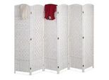 Relaxdays Paravent , Weiß , Papier, Holz , 240x170x2 cm , Wohnzimmer, Raumteiler & Paravents, Paravents