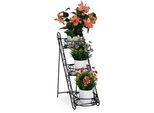 Relaxdays Blumentreppe , Schwarz , Metall , 20x53.5x45.5 cm , Wohnzimmer, Wohnzimmertische, Blumenständer