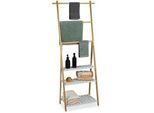 Relaxdays Handtuchständer , Multicolor , Holz, Holzwerkstoff , 64.5x151x32 cm , Badaccessoires, Waschplatzzubehör, Handtuchhaken