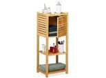Relaxdays Badregal Bambus , Hellbraun , Holz, Holzwerkstoff , 35x87.5x29 cm , Badezimmer, Badezimmerregale, Badregale