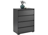 Carryhome Kommode , Anthrazit , Holzwerkstoff , 4 Schubladen , 80x103x48 cm , Kleinmöbel, Kommoden, Kommoden