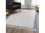 Teppich CARPET CITY "Art 2231", blau, B:140cm H:7mm L:200cm, Polypropylen (PP), Teppiche, Teppich, Läufer, Kurzflor, mit Kettfäden, Streifen-Muster