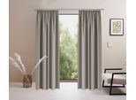 Vorhang MY HOME "Raja, Gardinen mit Kräuselband, Vorhänge Wohnzimmer" Gr. 4, grau (taupe), B:140cm H:245cm, Polyester, Recyceltes Material, Gardinen, Vorhang, 2er-Set, Bestseller, einfarbig, modern, pflegeleicht, Mikrofaser