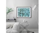 Bild QUEENCE "Flora", blau (farbe rahmen: schwarz, farbe bild(er): türkis), B:40cm H:30cm, Acrylglas, Holz, Papier, Bilder, Bild