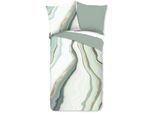 good morning Wendebettwäsche »Quincy« 2 Stk. tlg. 100% Baumwolle, Renforcé, Reissverschluss, Wendeoptik, Marmoroptik grün