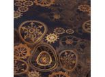 Baumwollstoff-Digitaldruck "Steampunk", Serie Ria, braun-color