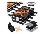 KESSER® Raclette-Grill mit Naturgrillstein, Grillplatte Tischgrill für 8 Personen, Elektrogrill Raclette Grill antihaftbeschichteter Grillplatte, 8 Pfannen und Holzspatel 1200W