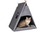 nobleza Katzenzelt Grau aus Filz mit Soft-Kissen